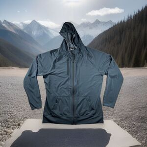 Brokig Jacket Men's L Navy Blue Stretch Full Zip Pockets‎ Athletic Gym Hoodie